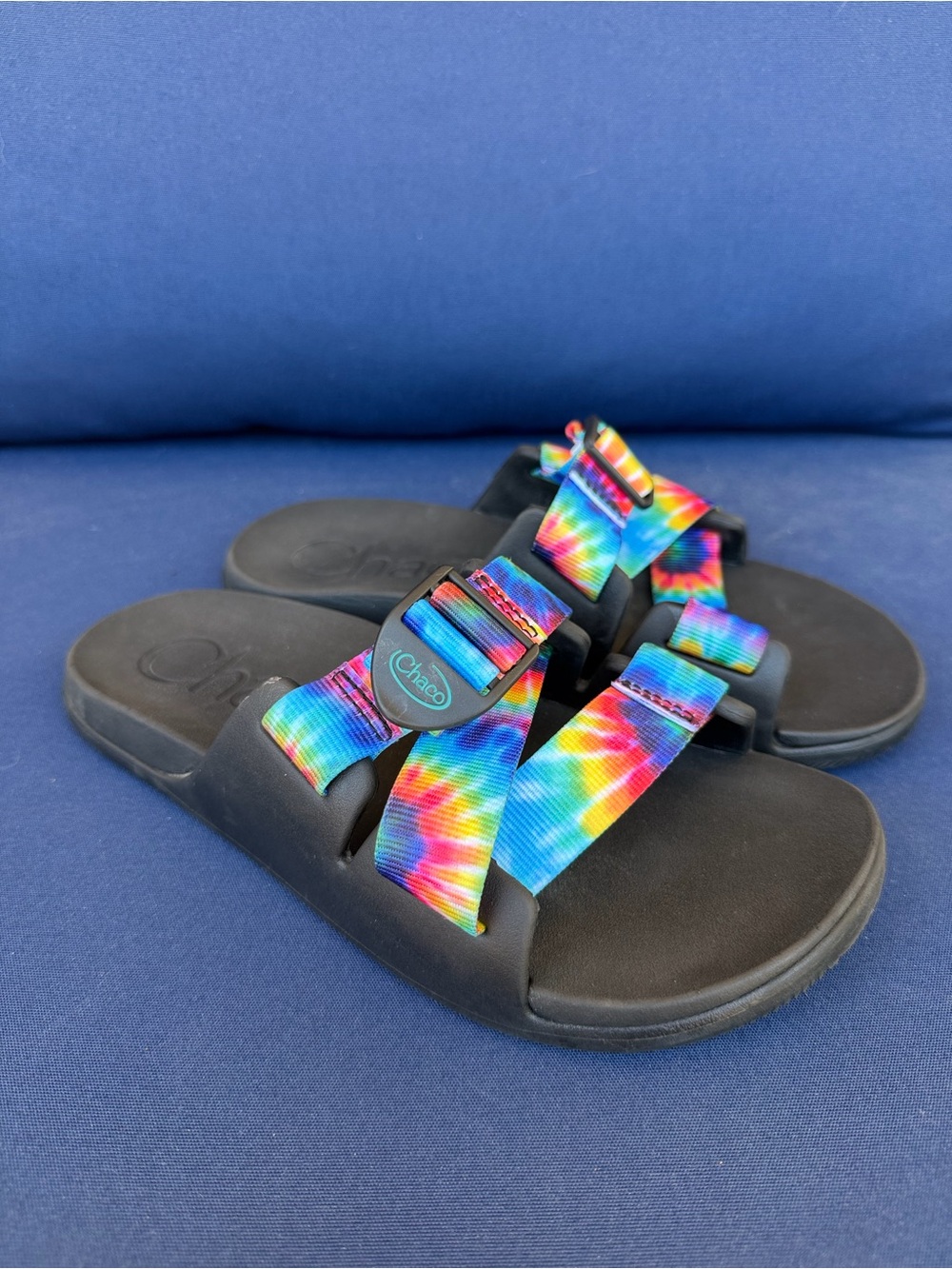 Chaco Chillos Women's 7 Rainbow Tie Dye Adjustable Sport Slide Sandals Outdoor